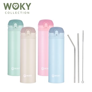 【WOKY 沃廚】316不鏽鋼SWEET保溫瓶0.5L+純鈦吸管組棕色+吸管組