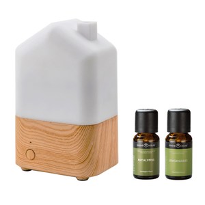 (組)日荷暖光香氛水氧機*1+SERENE HOUSE美國精油-尤加利x1+香茅x1