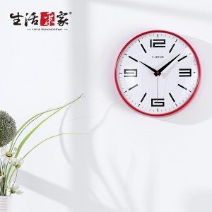 【生活采家】Work Time躍紅白時尚靜音掛鐘#14006入
