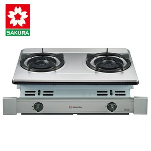 櫻花牌 G6700KS 專利雙內燄大爐頭不鏽鋼崁入式雙口瓦斯爐-天然