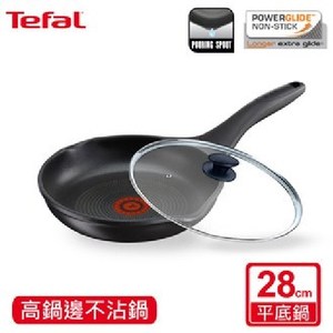 Tefal法國特福 頂級樂釜鑄造系列28CM不沾平底鍋+玻璃蓋