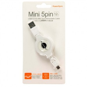 群加USBA公-MINI5PIN伸縮易拉線1.2米 USB2-GFMI5RC1