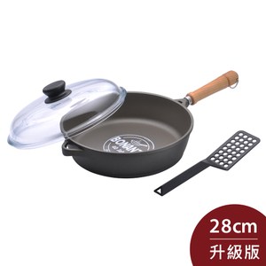 Berndes 寶迪 Bonanza 木柄不沾鍋平底深鍋+蓋+不沾鏟 28cm