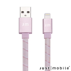 Just Mobile 鋁質編織Lightning傳輸扁線-1.2M繁星粉