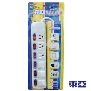 東亞 六開關六插座電腦電源延長線 6.6尺 TY-133