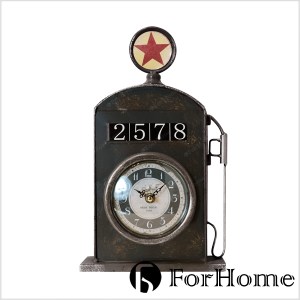 ForHome 工業風 經典老式 STAR 星星加油筒桌鐘 仿舊黑色款 造型桌鐘