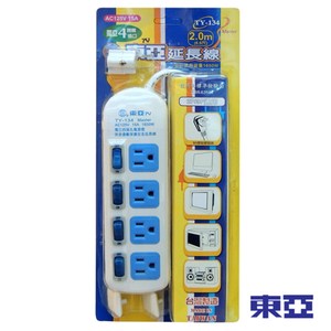 東亞 四開關四插座電腦電源延長線 6.6尺 TY-134