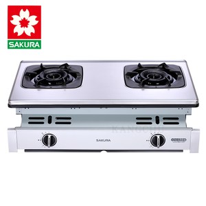 櫻花牌 G6900S 創新專利雙炫火不鏽鋼崁入式雙口瓦斯爐-天然瓦斯