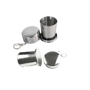 【PUSH!旅遊用品】四節可折疊攜帶不鏽鋼杯(大號一入)C07