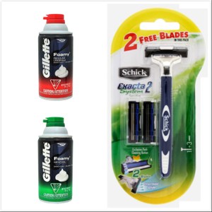 美國 Gillette 刮鬍泡 薄荷*3+香草*3共6入+Schick舒適刮鬍刀