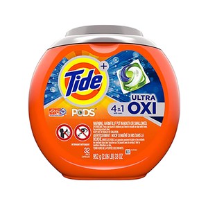 Tide汰漬洗衣凝膠球-4in1活氧配方(952g/32顆)*4/箱購