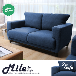 H&D Mile 邁爾北歐寬敞激厚雙人沙發-灰藍