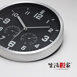 【生活采家】溫濕度計超靜音時尚掛鐘(尊爵黑)#01002