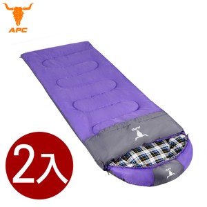 APC《純棉格子》秋冬加寬可拼接全開式睡袋-紫色(2入)