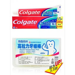 【Colgate 高露潔】三效合一牙膏(200g*12)+高拉力牙線棒*3