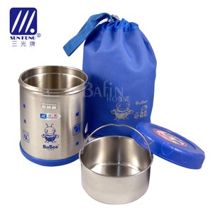 【三光牌】台灣製溫心不銹鋼真空保溫飯盒/食物罐-0.7L(M-700B藍色