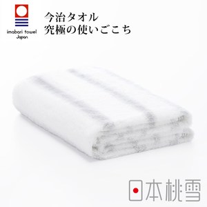 日本桃雪【今治輕柔橫條浴巾】寧靜灰