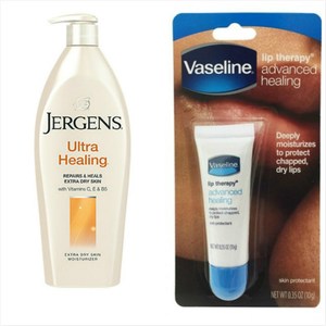 美國Jergens潤膚乳液(特乾膚質)(21oz.)*3+Vaseline護唇膏