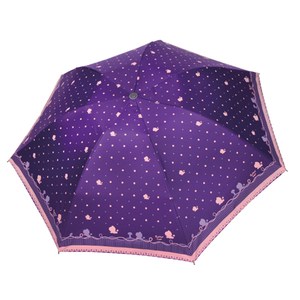 Weather Me 日系點點三折奶油獅天堂傘(紫)