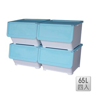 【收納屋】65L 特大粉彩蓋 直取收納箱(四入/組)粉紅