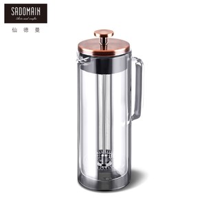 【仙德曼 SADOMAIN】雙層玻璃古銅濾壓壺 600ml