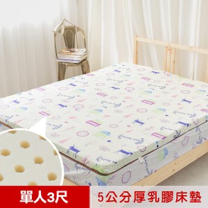 【米夢家居】夢想家園-冬夏兩用馬來西亞5CM乳膠床(單人3尺-白日夢)