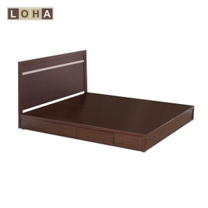 【LOHA】品味生活5尺雙人房間組-床片+抽屜床底(二色)胡桃
