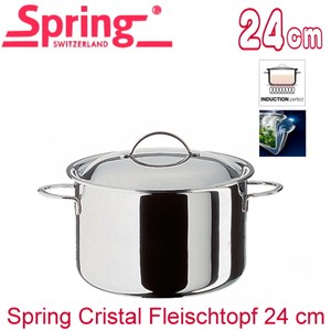 【瑞士Spring】CRISTAL多層複合金高身雙耳燉鍋-24cm(8
