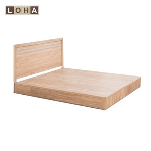 【LOHA】品味生活5尺雙人房間組-床片+抽屜床底(二色)梧桐