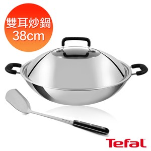 Tefal法國特福 多層鋼38CM雙耳炒鍋(附鍋蓋+鍋鏟)