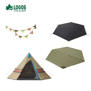 日本LOGOS 印地安帳蓬400全餐 400帳篷+內墊+地墊+三色旗幟