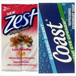 美國Zest除汗味皂杏仁+果香皂(3.2oz)*2/*6+Coast經典皂*12