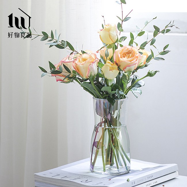 好物良品 Ins風雙色漸變手工玻璃花瓶花藝花器插花裝飾品桌面餐桌擺飾 透明色 園藝造景 特力 購物網