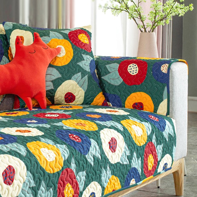 新作部屋 100 純棉撞色設計風防滑沙發墊 單人墊70 70 二入花飛舞 墨綠 坐墊靠墊 特力家購物網