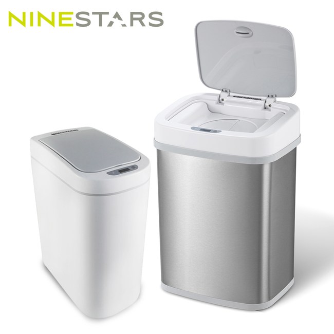 Ninestars感應垃圾桶2入組 防潑水7l 尿布防臭12l白 垃圾桶 Hola 特力家購物網