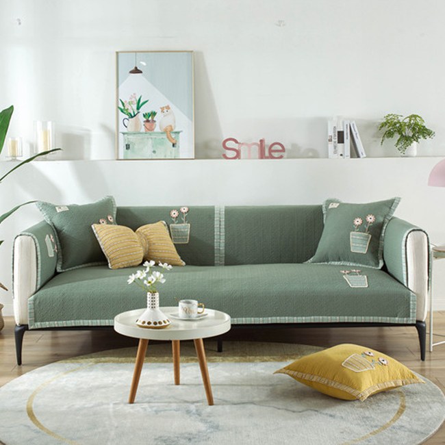 新作部屋 純棉立體刺繡小花盆防滑沙發墊 1 2 3 三件組 清翠綠 坐墊靠墊 特力家購物網