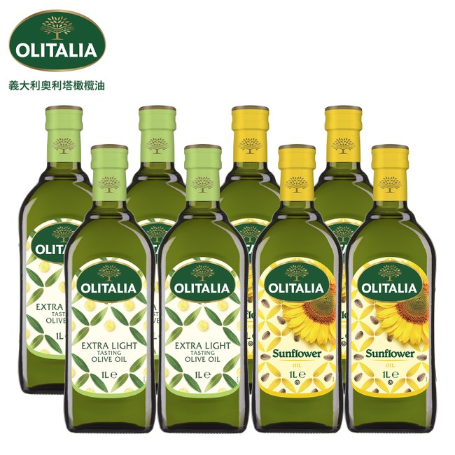 奧利塔精緻橄欖油1Lx4+頂級葵花油1Lx4