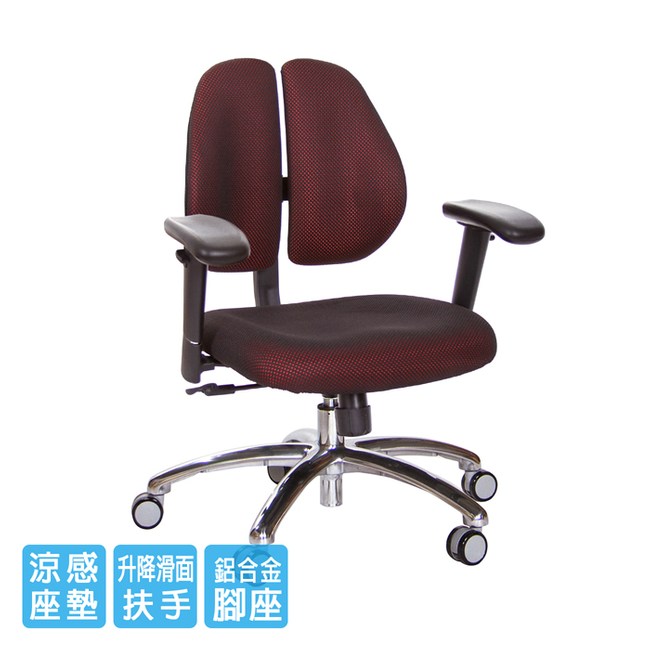 GXG 短背涼感 雙背椅 (鋁腳/升降滑面扶手)TW-2992 LU6#訂購備註顏色