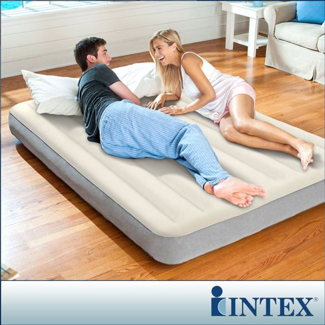【INTEX】新型氣柱-雙人加大植絨充氣床墊-寬152cm(64103)