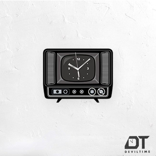 DT Time復古木質系列時鐘-古董電視機