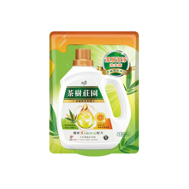 茶樹莊園 茶橘雙萃天然濃縮洗衣精補充包1300g