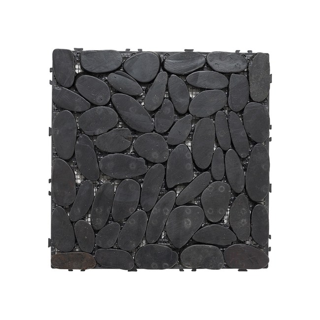 樂嫚妮 卡扣式拼接塑木石材地板 30x30cm 五款 9入 0.25坪黑色亮面