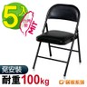 G+居家 MIT 皮質鐵合椅-黑皮 5入組(折疊椅/餐椅/塑鋼椅)