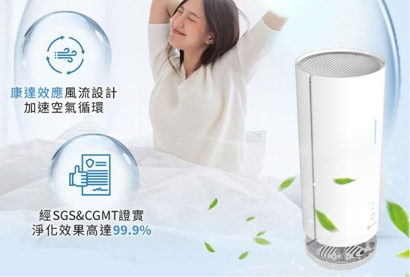 康達效應風流設計加速空氣循環經SGS&CGMT證實淨化效果高達99.9%