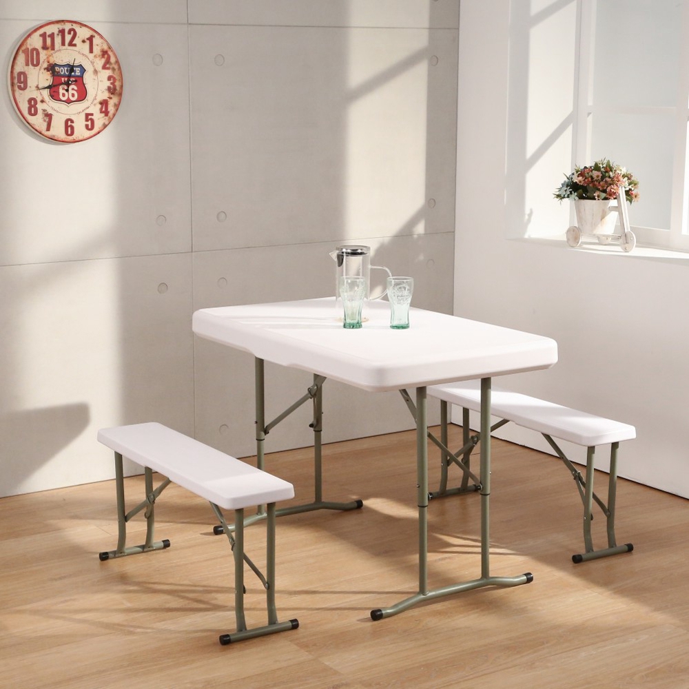 [特價]LOGIS 折合升降桌椅組 防水輕巧 1桌2椅 折疊收納 CZ103