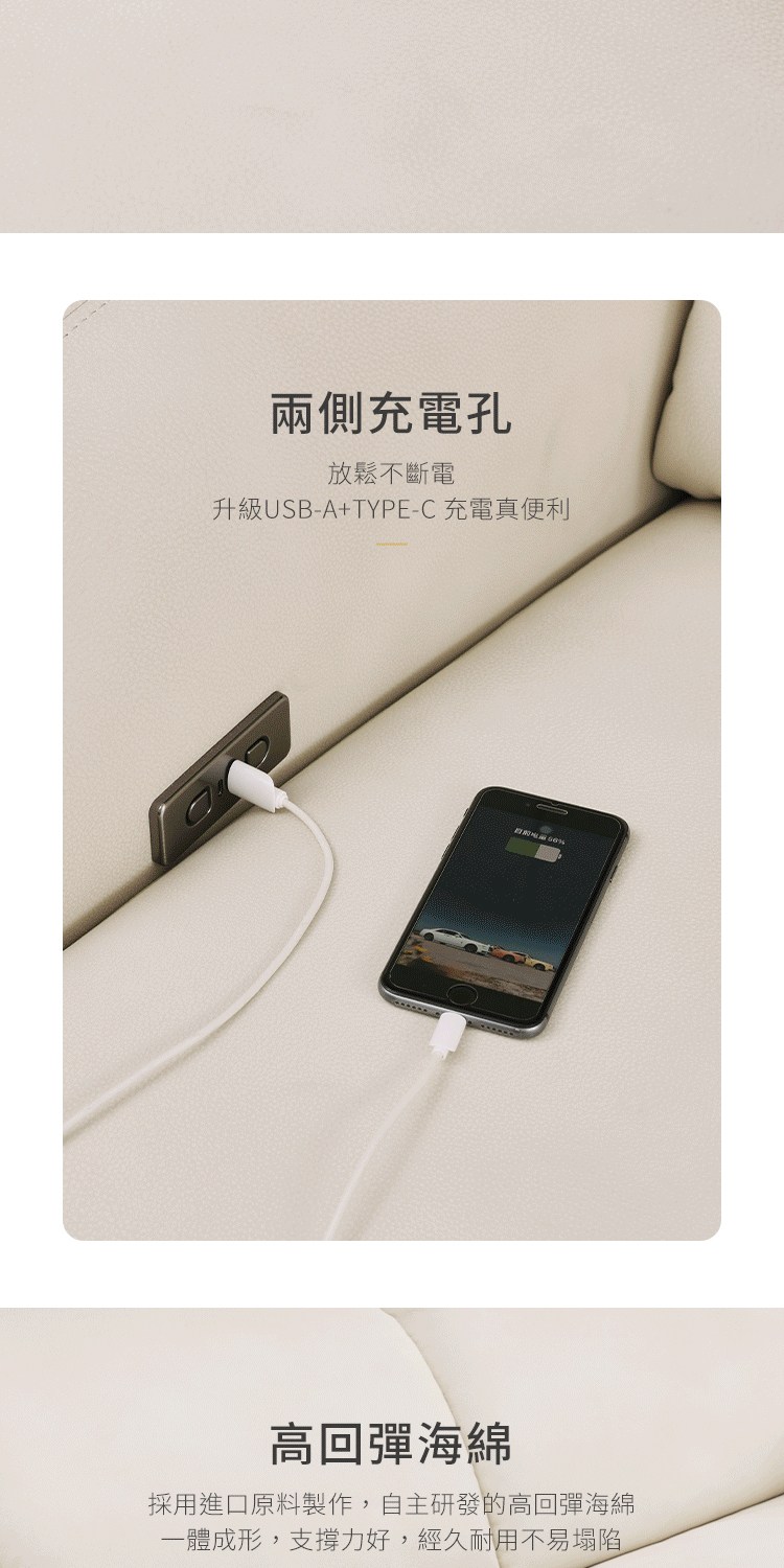 兩側充電孔 放鬆不斷電 升級USB+TYPEC充電孔