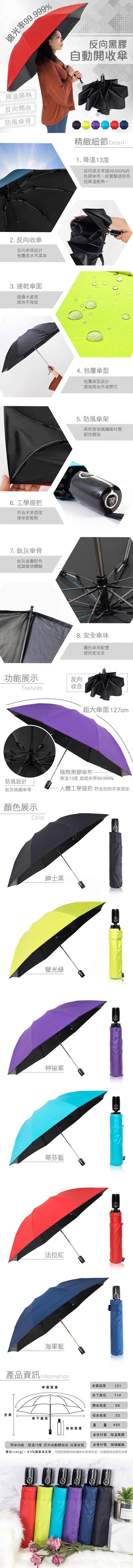  雙龍TDN 、收的妙、雙龍牌、反向傘、抗UV、黑膠傘、自動傘、開收傘