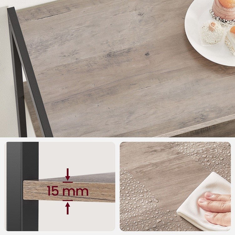 加寬加厚層板,可放餐盤,桌面易於清潔,可用抹布擦拭桌面水珠