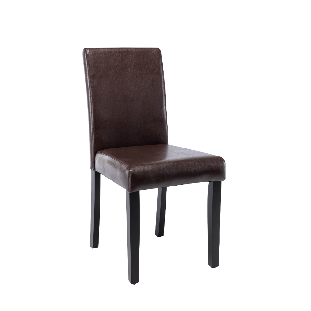 [特價]E-home Hope霍普經典PU高背實木框餐椅-兩色可選棕色