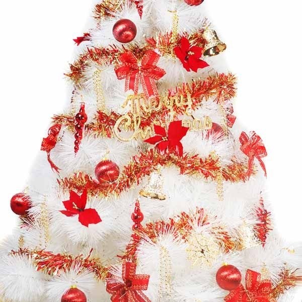 台灣製12呎/12尺 (360cm)特級白色松針葉聖誕樹 (紅金色系配件)(不含燈)